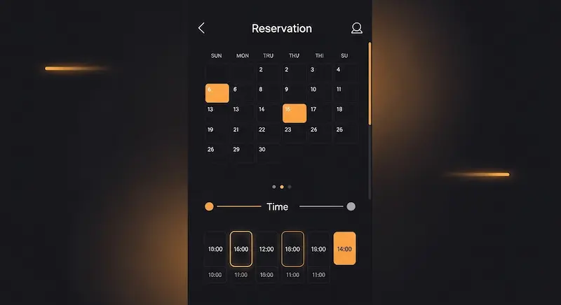 Interfaz de reserva premium
